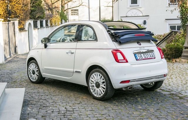 Fiat 500 cabrio Białe (szary dach)